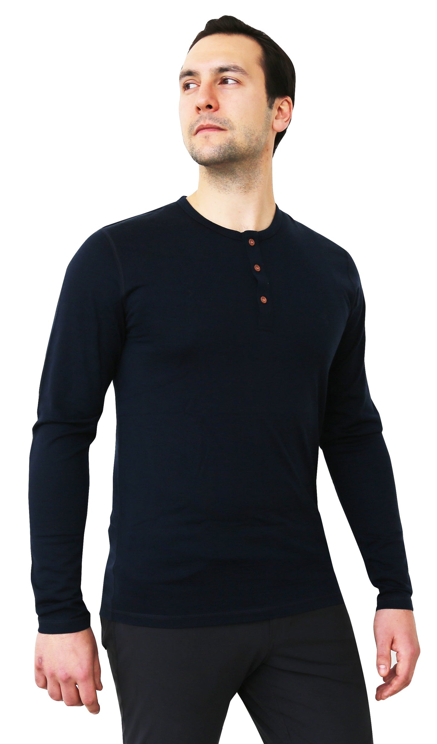 Haut Henley NorthWool pour homme en mélange de mérinos — Tissu épais