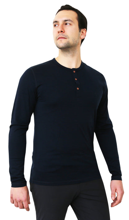 Haut Henley NorthWool pour homme en mélange de mérinos — Tissu épais