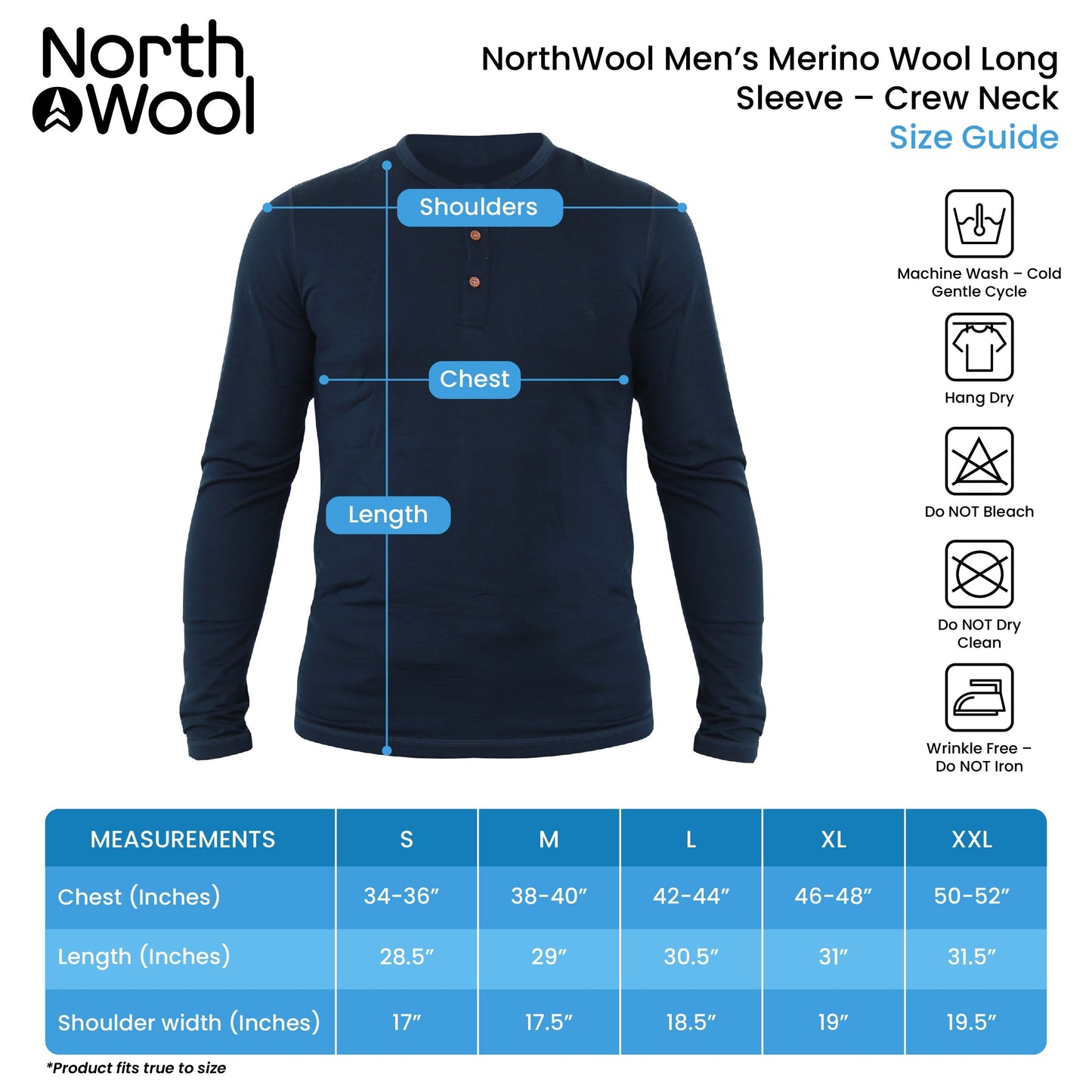 Haut Henley NorthWool pour homme en mélange de mérinos — Tissu épais
