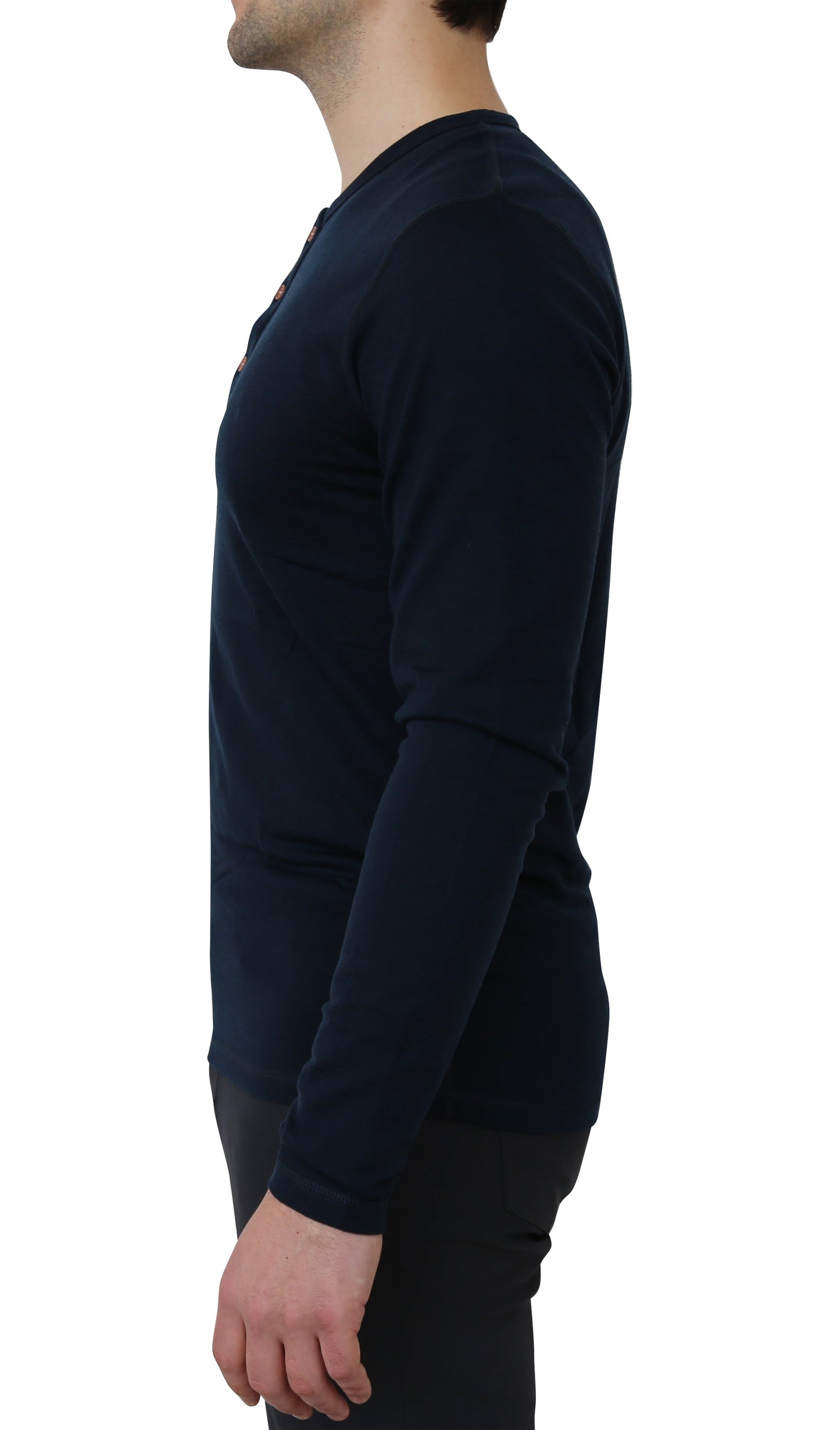 Haut Henley NorthWool pour homme en mélange de mérinos — Tissu épais