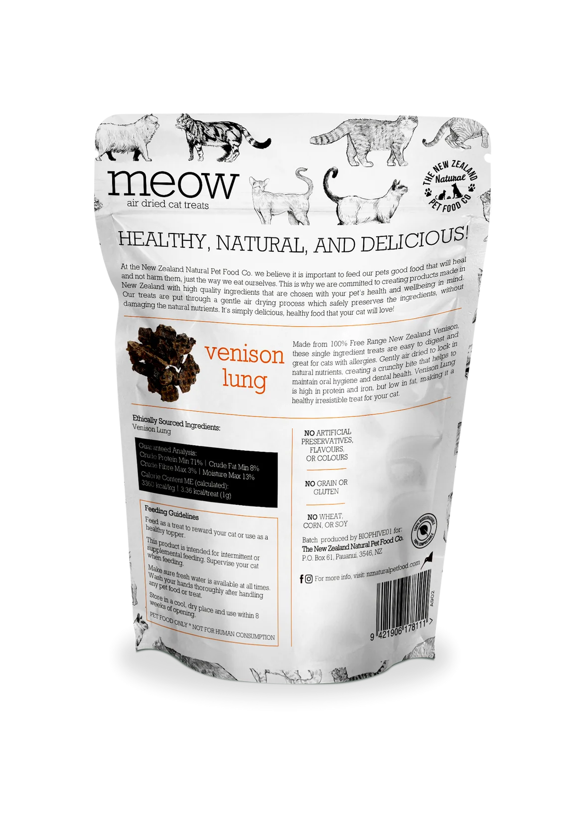 NZPF Meow - Venison Lung Air Dried Cat Treats