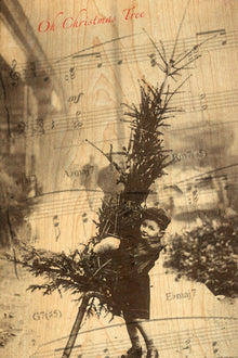Carte postale en bois - Oh Noël