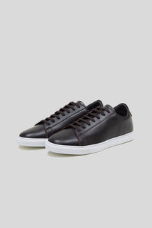 Sneakers basses Città en cuir de veau marron foncé