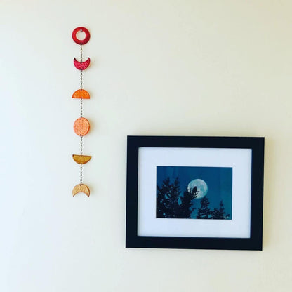 Ombe Moon Phase Wall Hanging in Yellow Orange Red