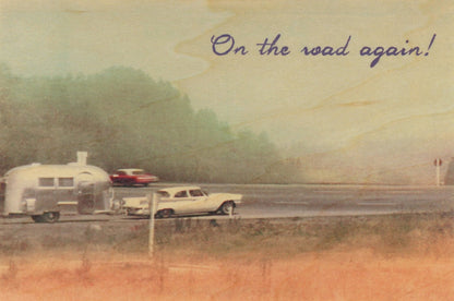 Wood Postcard - On The Road Again