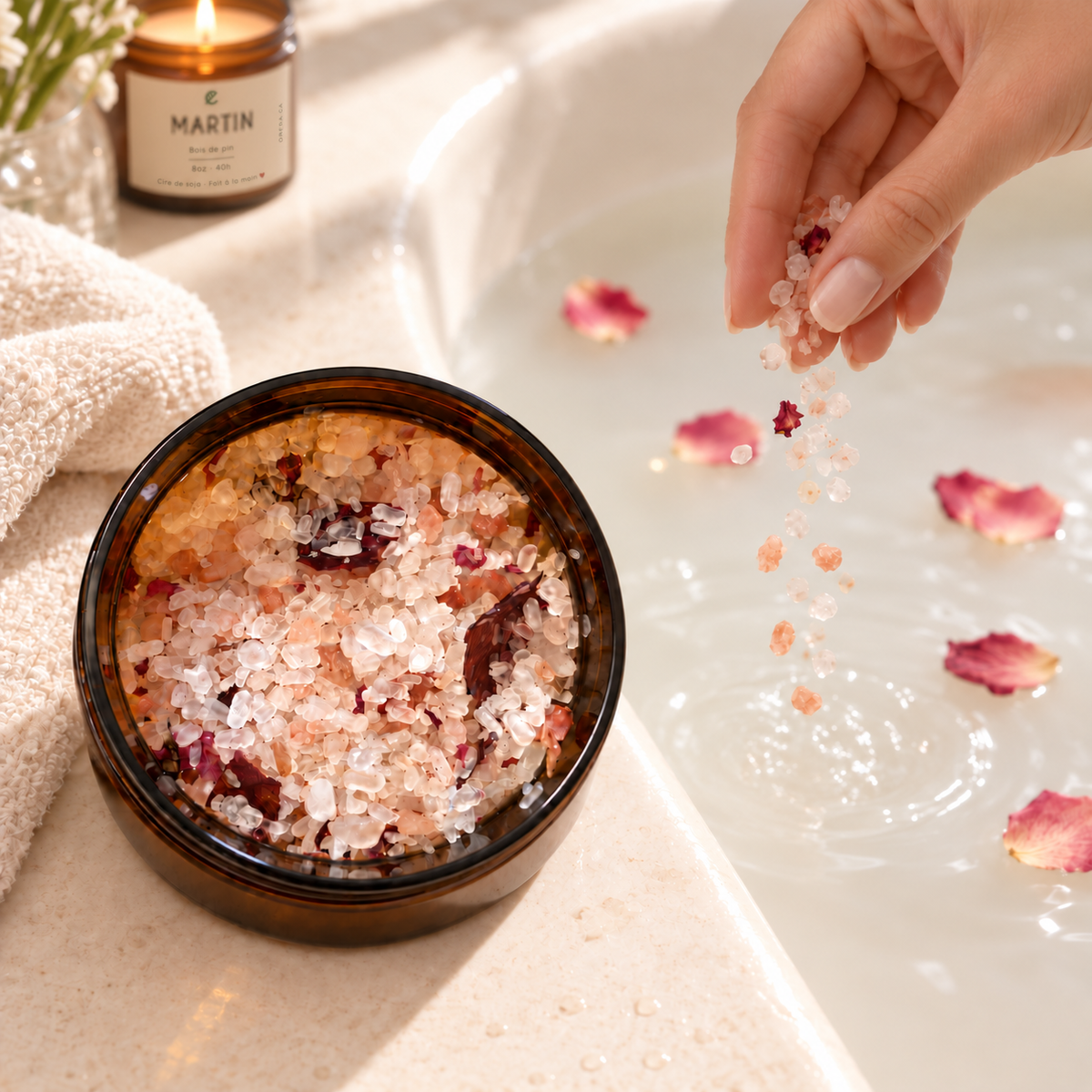 Sels botaniques ROSALIE jojoba & pétales de roses