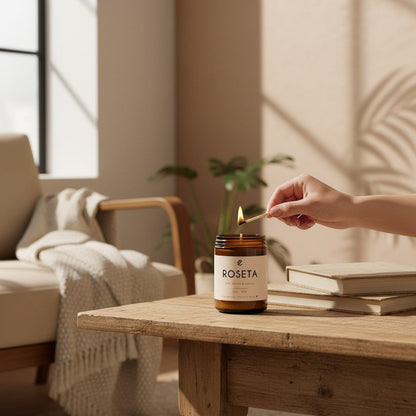 Bougie de soja ROSETA lait de riz et santal