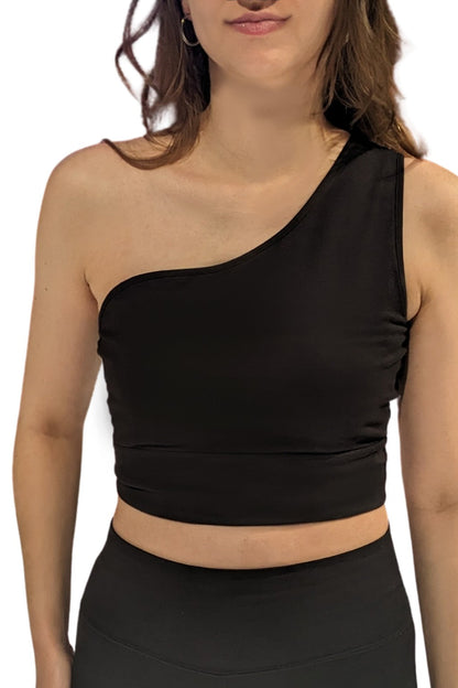 Black Asymmetrical Top Bra Crop 2"