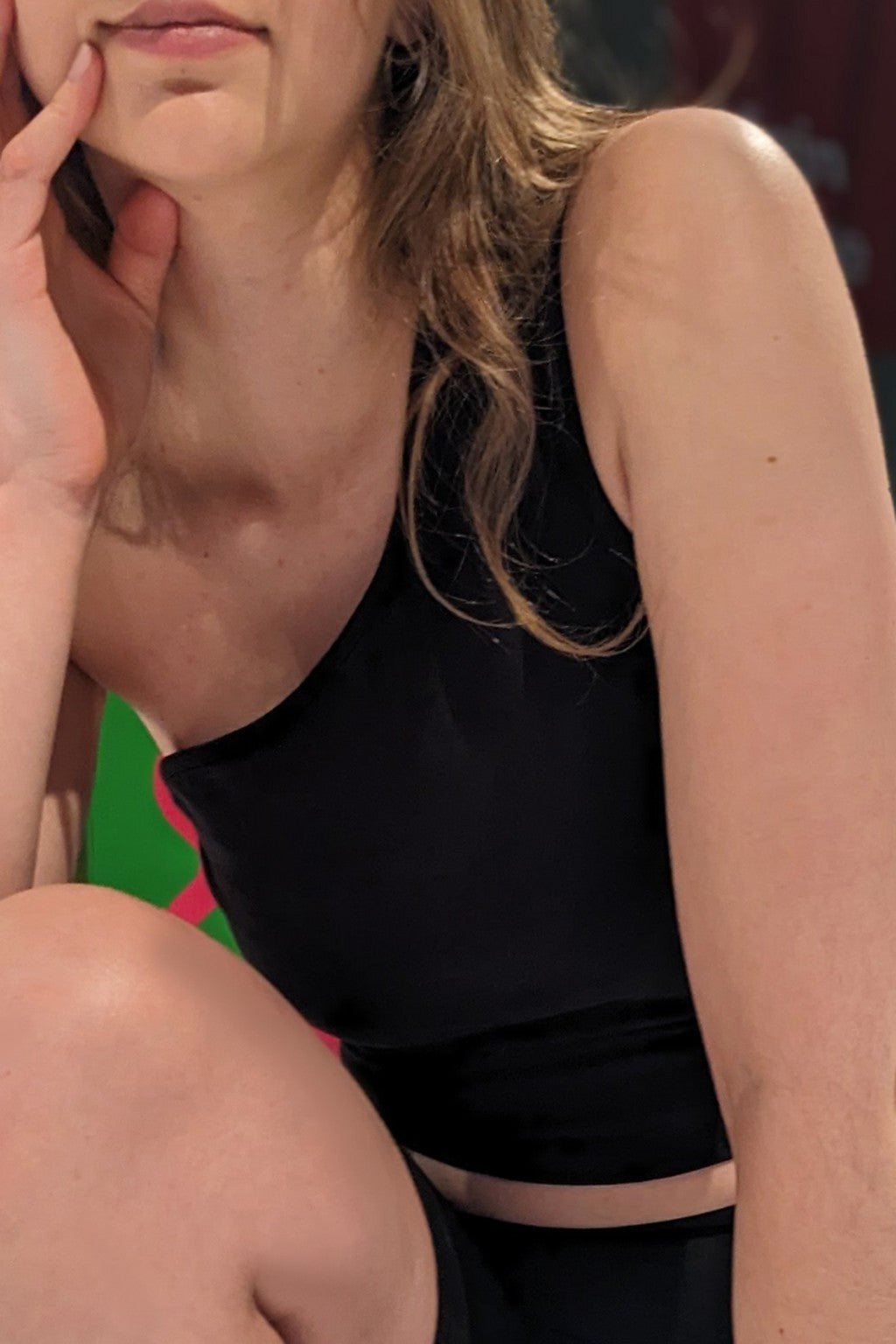 Black Asymmetrical Top Bra Crop 2"