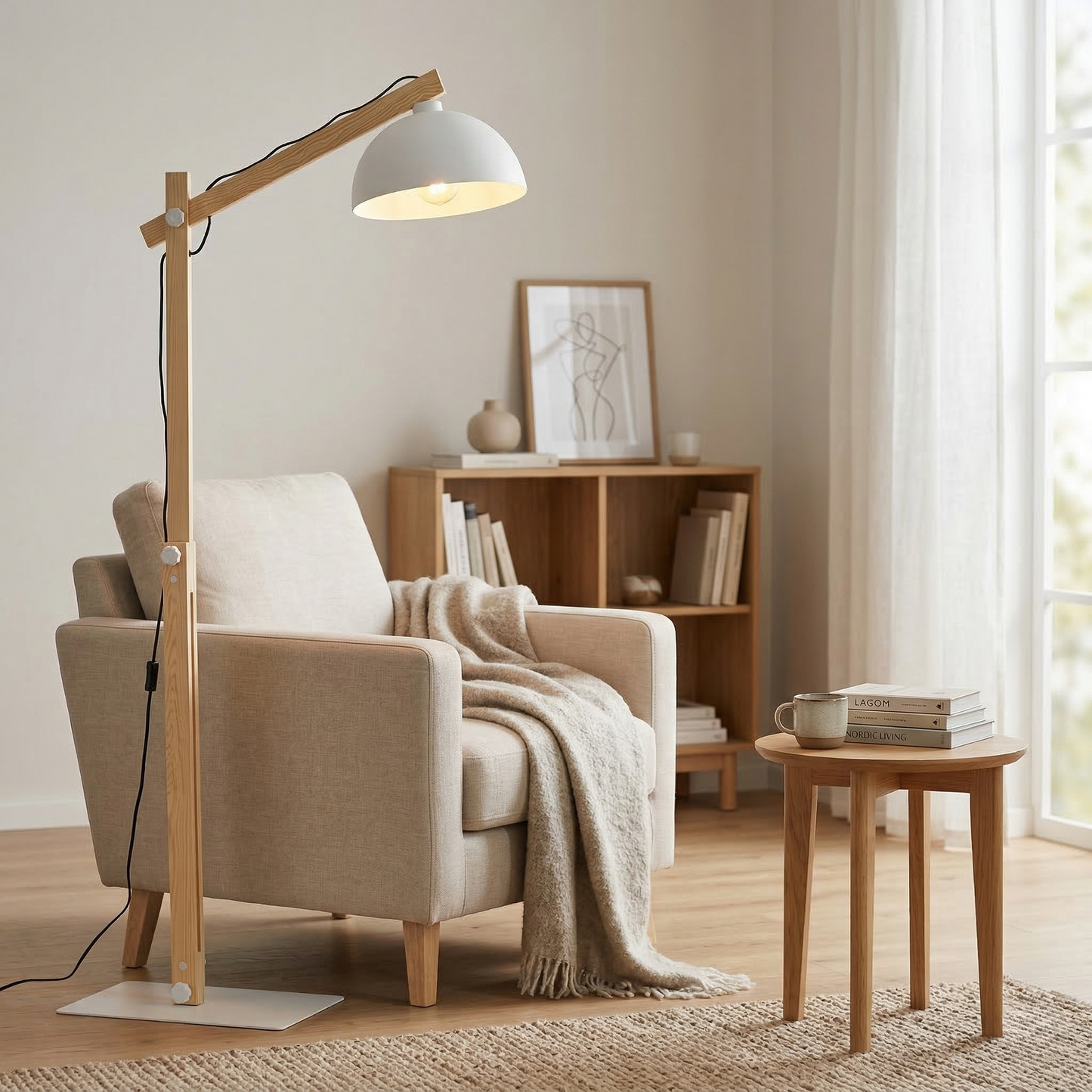 Lampadaire scandinave blanc OSLO pour salon et bureau (Liquidation)