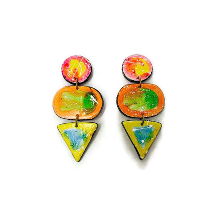 Boucles d'oreilles éclaboussures de peinture abstraite faites à la main