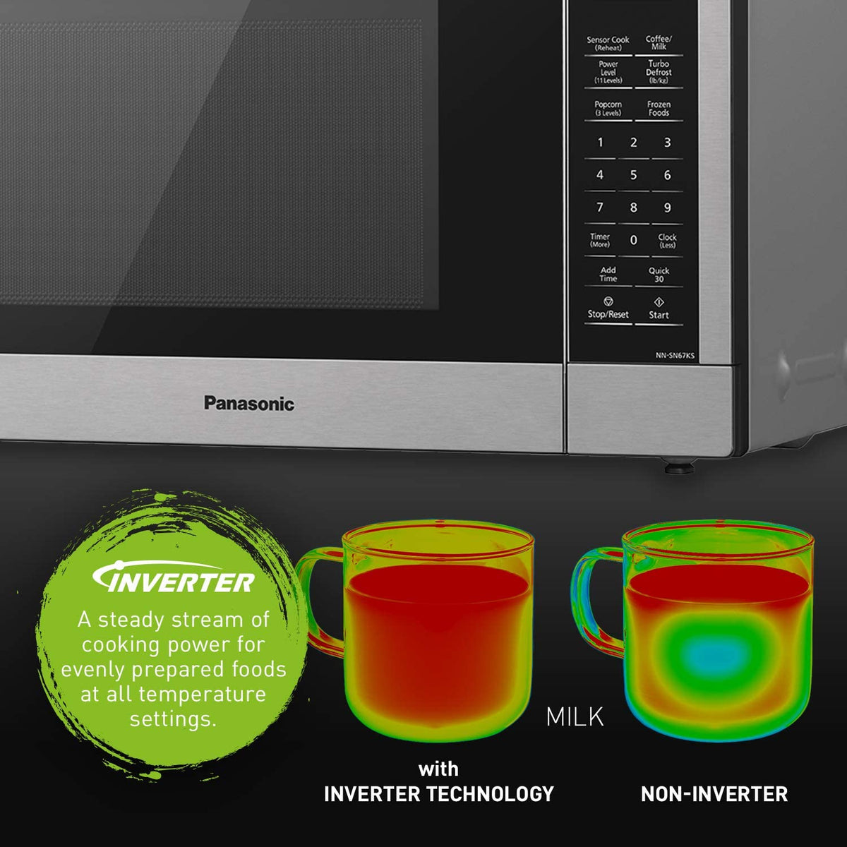 PANASONIC 1.3 CU FT Stainless Steel Genius Microwave - Refurbished with Home Essentials warranty - NN-SC678S