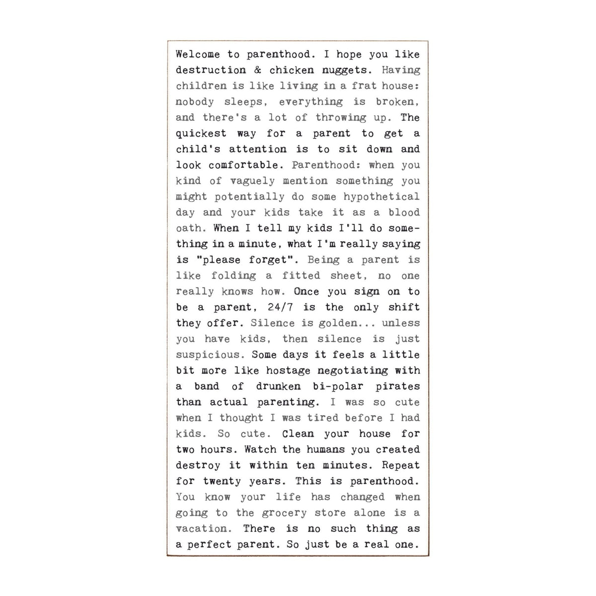 Typewriter Sign - Parenthood