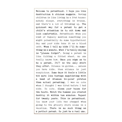 Typewriter Sign - Parenthood