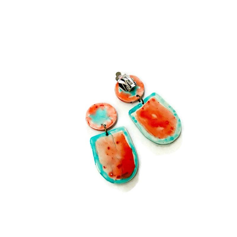 Boucles d'oreilles clips en aquarelle peintes à la main