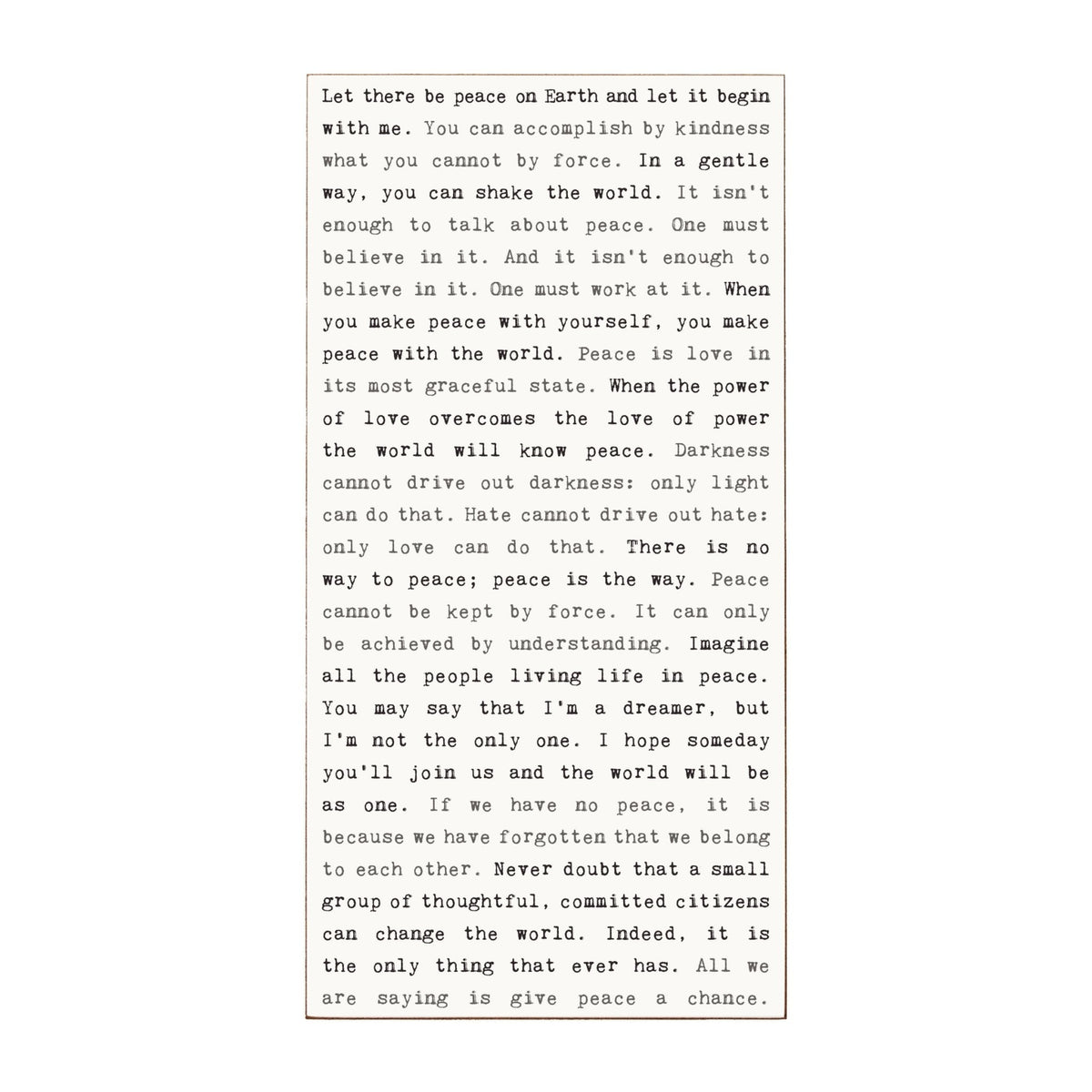 Typewriter Sign - Peace