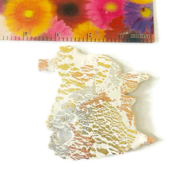 PEI Fridge Magnet Handmade from Clay & Mixed Foil Flakes