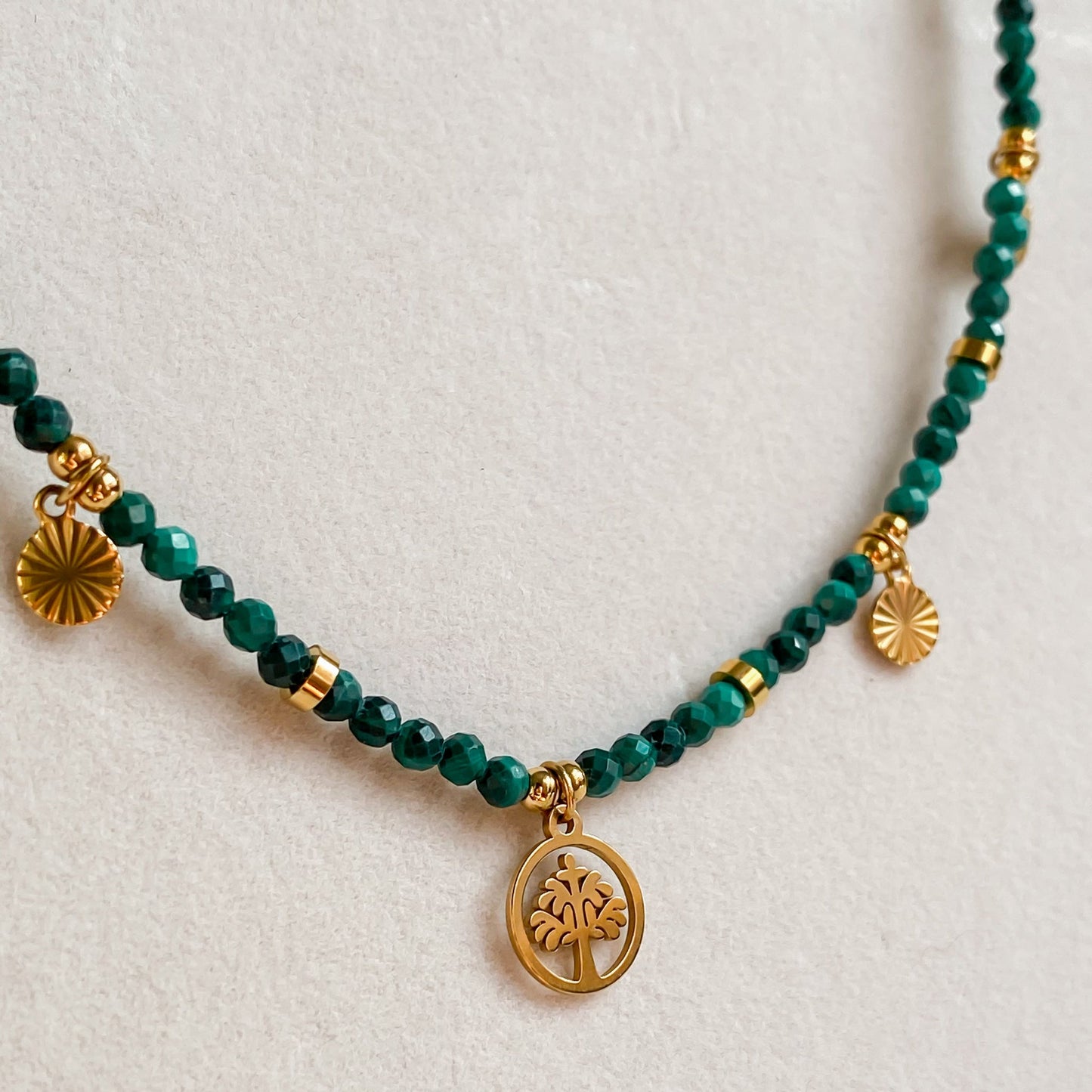 DEMETER | Malachite Necklace with Tree of Life Pendant