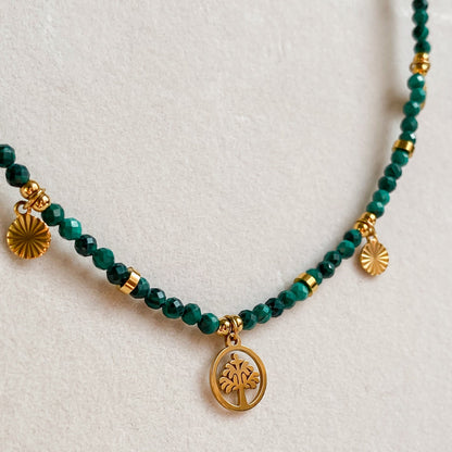 DEMETER | Malachite Necklace with Tree of Life Pendant