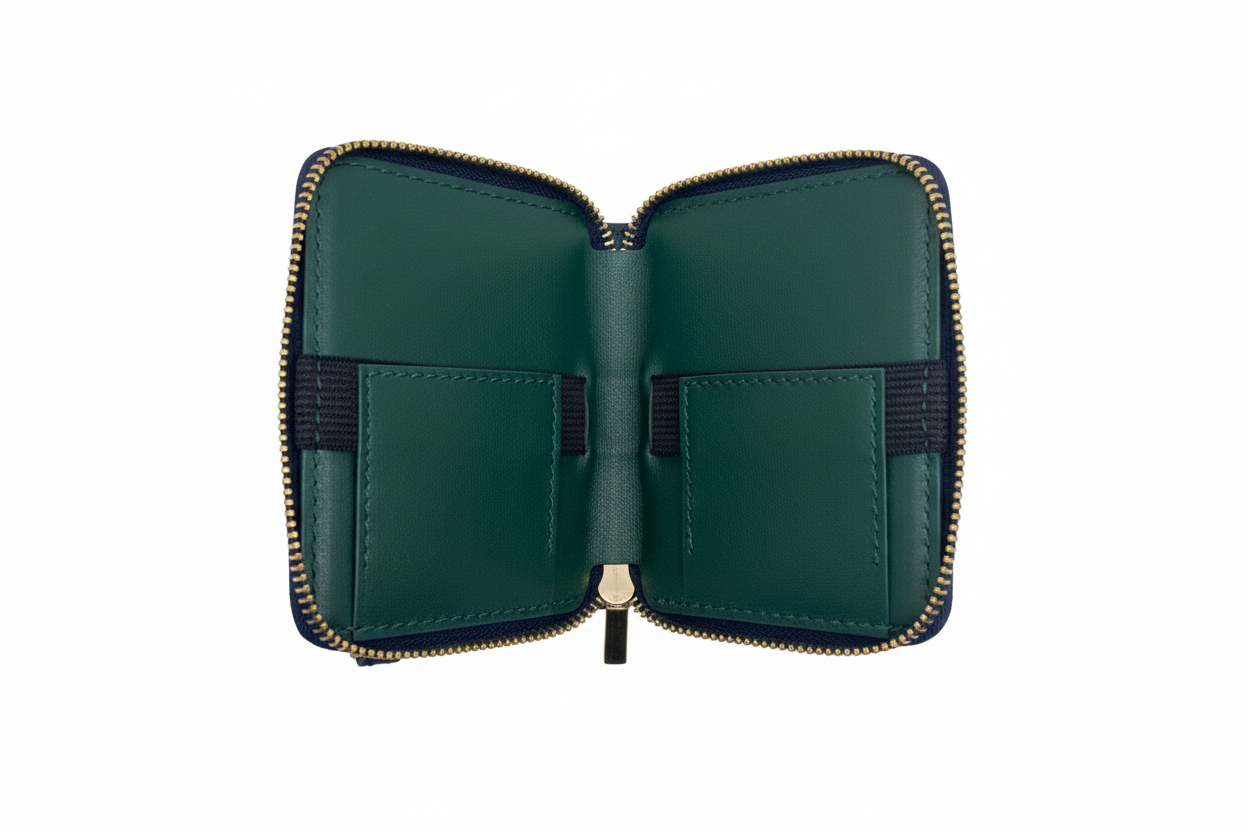 Porte-cartes en cuir Maylia, Vert foncé