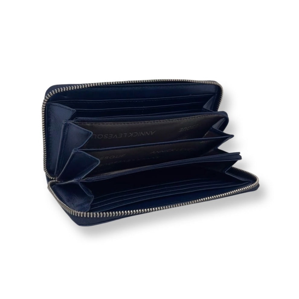 Genuine Leather Navy Wallet, Carla