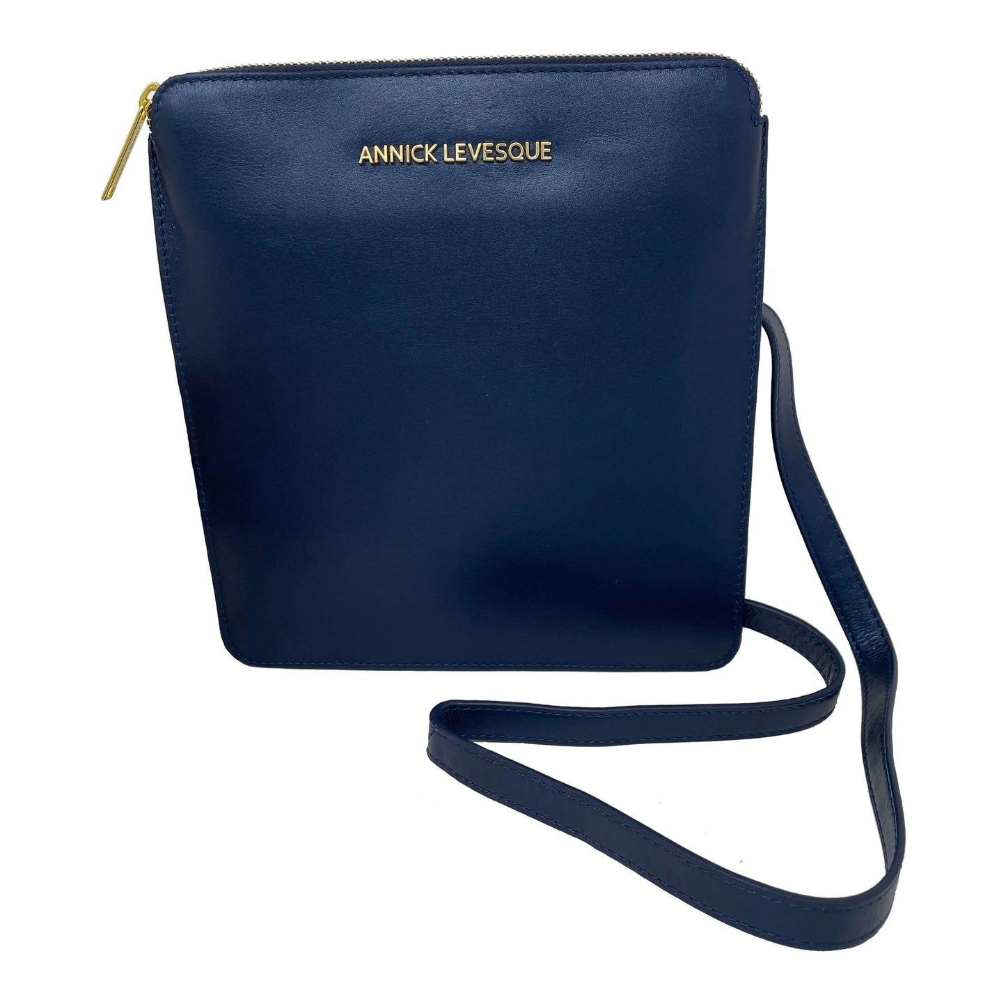 Stella Genuine Leather Crossbody Bag, Navy