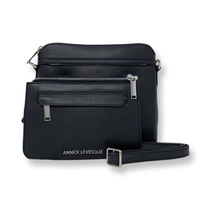 Black leather cross-body bag - Brigitte - PRE-ORDER