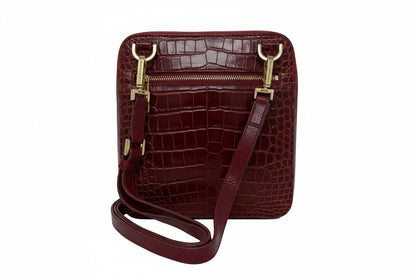 Sac à dos en cuir rouge bordeaux croco, Alice