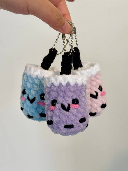 Handmade Crochet Boba Keychain – Bubble Tea Charm