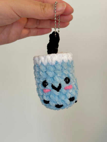 Handmade Crochet Boba Keychain – Bubble Tea Charm