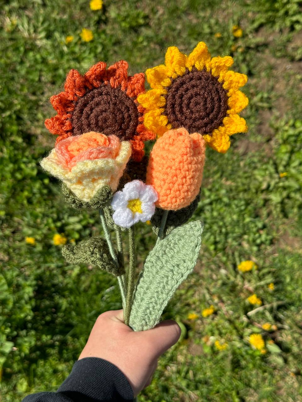 Crochet Sunflower (Handmade Multi-coloured flowers)