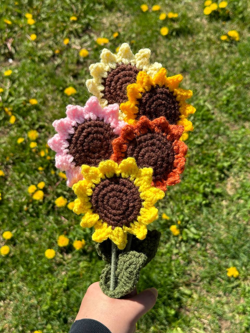 Crochet Sunflower (Handmade Multi-coloured flowers)