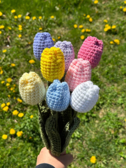 Crochet Tulip (Handmade Multi-coloured flowers)