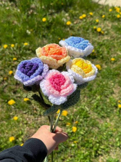 Crochet Rose (Handmade Multi-coloured flowers)
