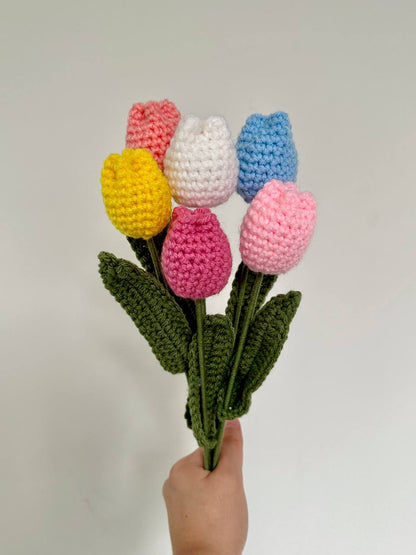 Crochet Tulip (Handmade Multi-coloured flowers)