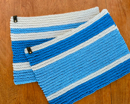 Crochet Striped Placemats - Handmade Cotton Cord Table Mats (15"x11")