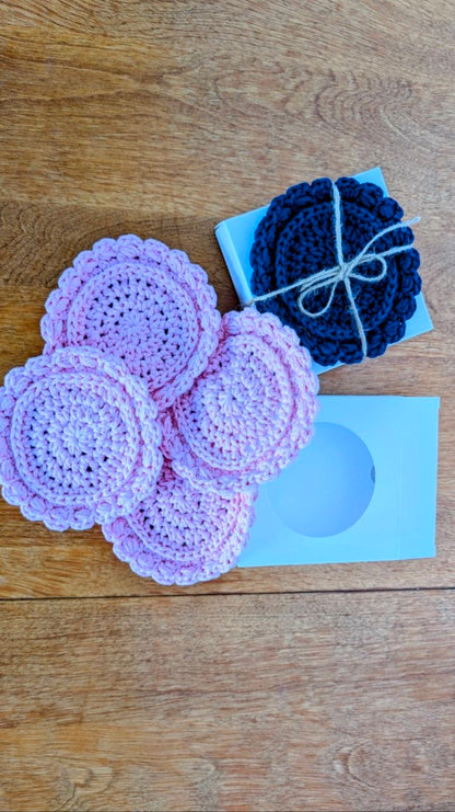 Crochet Flower Coaster Set - Handmade Cotton Drink Coasters