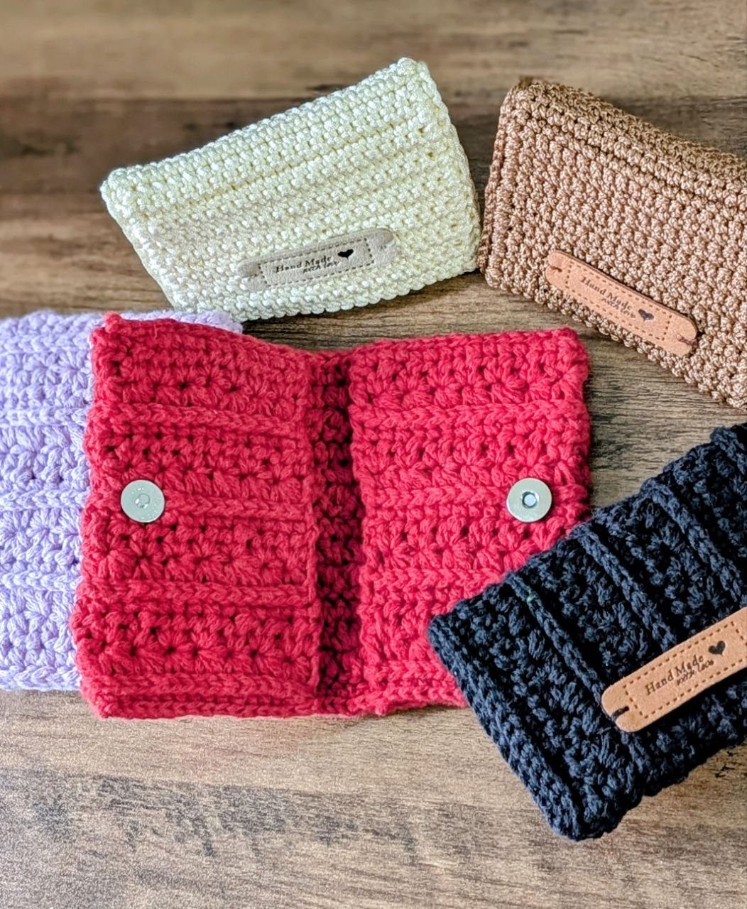 Crochet Mini Wallet Card Holder - Handmade Cotton and Polyester (Compact Design)