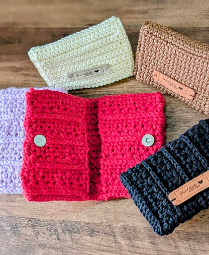 Crochet Mini Wallet Card Holder - Handmade Cotton and Polyester (Compact Design)