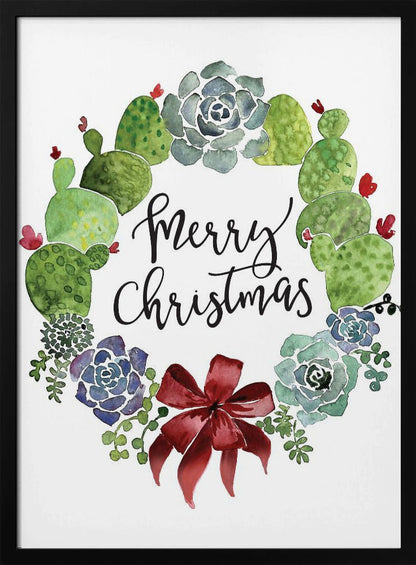 Décoration murale Couronne de Noël cactus et plantes grasses joyeux Noël