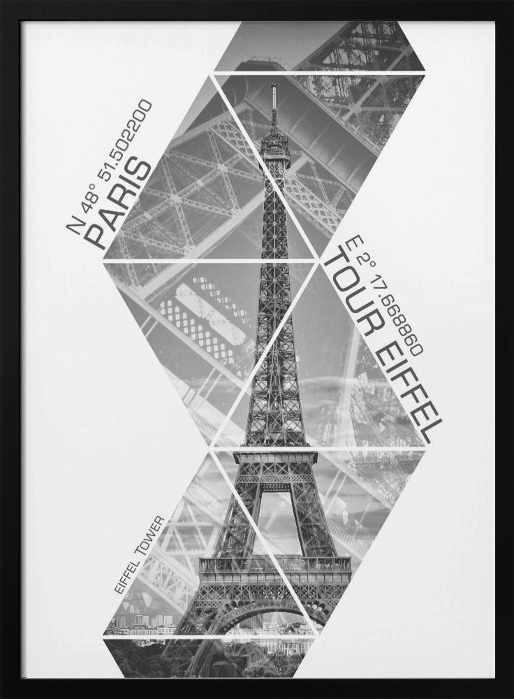 Décoration murale Coordonnées Tour Eiffel PARIS | monochrome