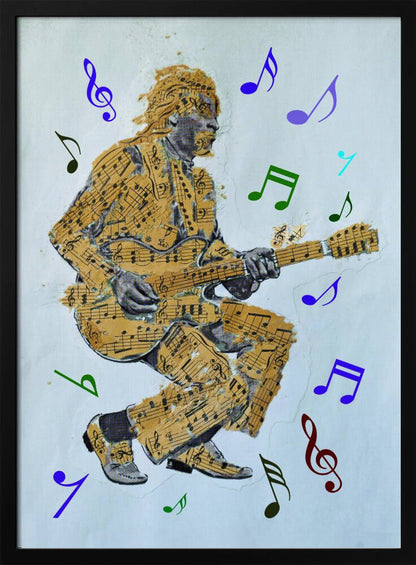 Impression sur toile Guitariste Notes de musique Art mural