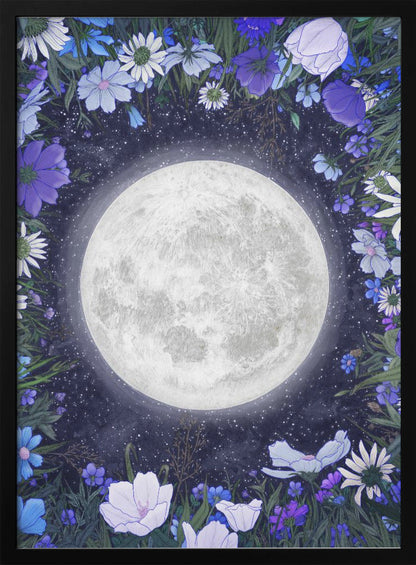 Art mural Minuit dans la prairie Bleu Original