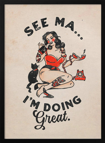 Décoration murale Affiche See Ma Drôle de Pin-up Vintage et Chat