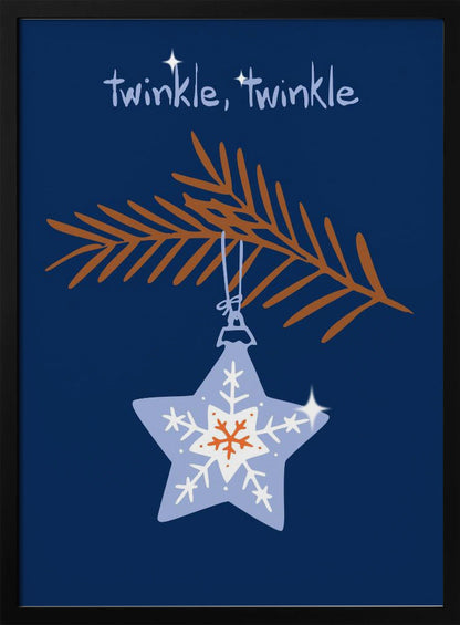 Décoration murale Étoile de Noël bleue scintillante et joyeuse - Impression sur toile