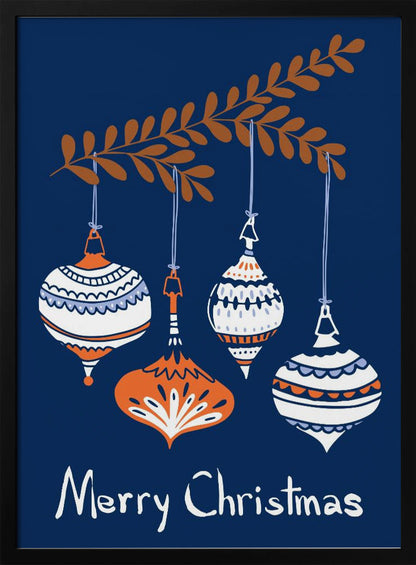 Art mural Petites boules de Noël bleues et joyeuses Tableau sur toile