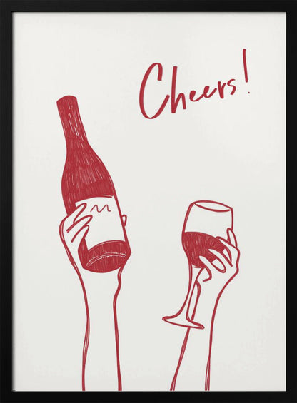 Décoration murale Illustration et texte « Cheers » (noir et blanc)