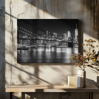 Art mural - Horizon de MANHATTAN et Pont de BROOKLYN Paysage nocturne idyllique