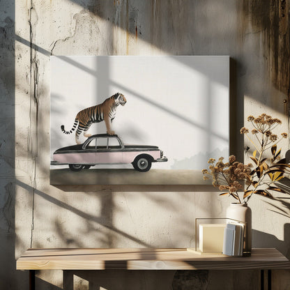 Art mural Tigre sur le toit d'une voiture