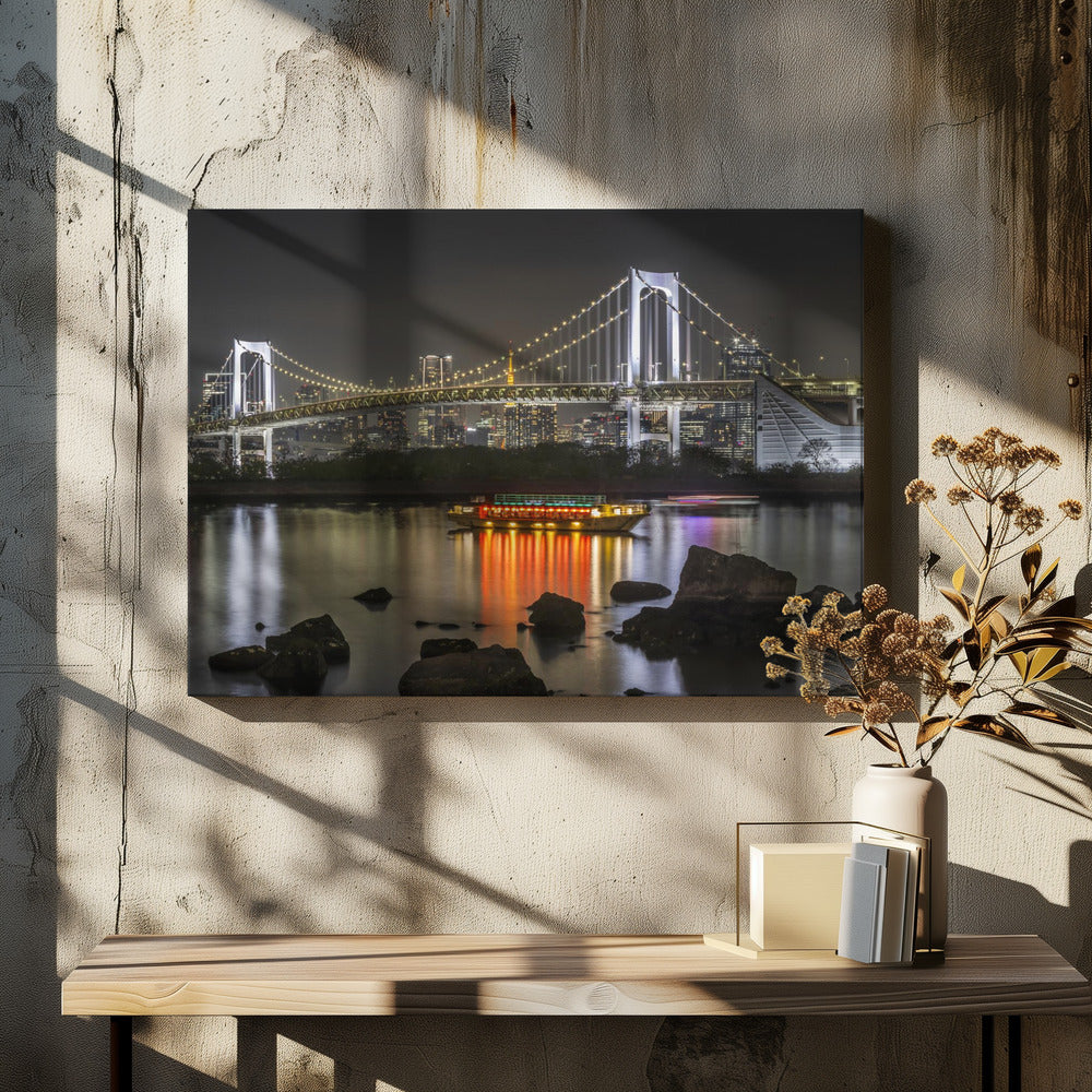 Décoration murale Charmant pont Rainbow Bridge avec la ligne d'horizon de Tokyo le soir - Panorama